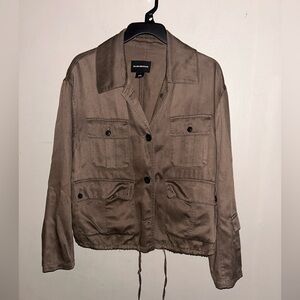 Club Monaco Jacket - brown 100% lyocell cropped utility style